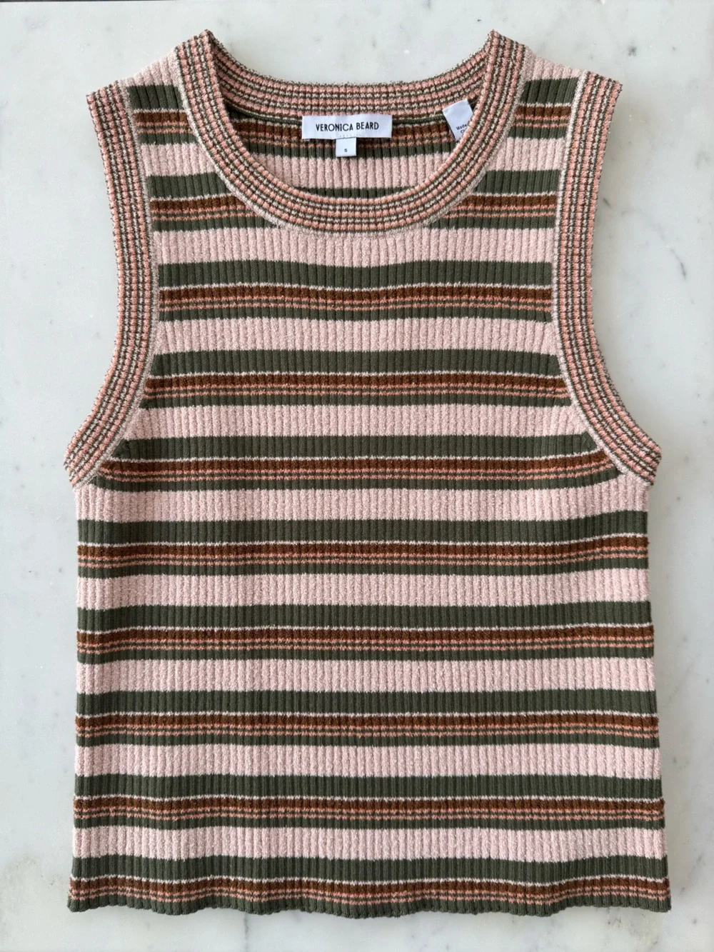 Veronica Beard Jerrell Stripe Stretch Cotton Rib Tank Top